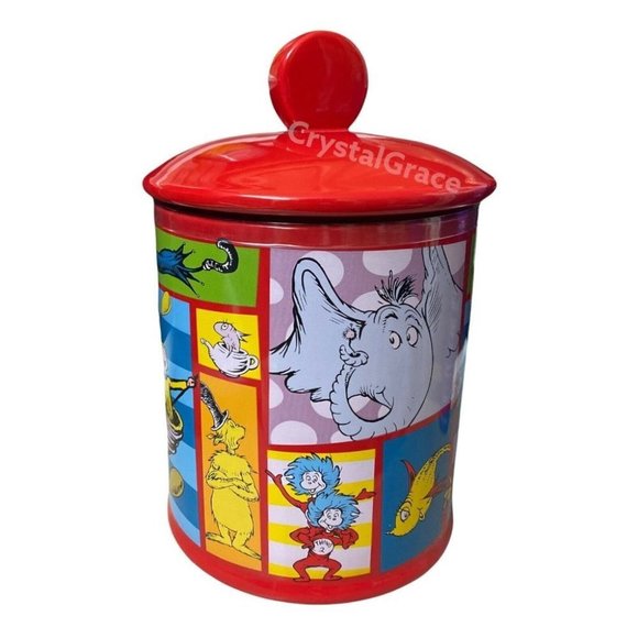 Dr. Seuss Cookie Jar Books Cat Hat Thing 1 Elephant Fish Books Colorful Rainbow - Picture 3 of 10